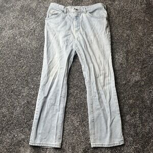 Vintage Lee Jeans Mens 34x30 Blue Light Wash Denim Straight Zip Fly USA 90s